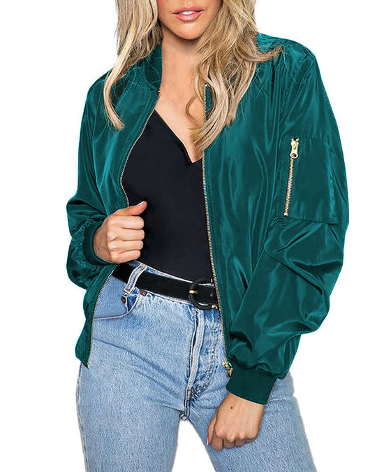 Klassische Bomberjacke mit Taschen für Frauen