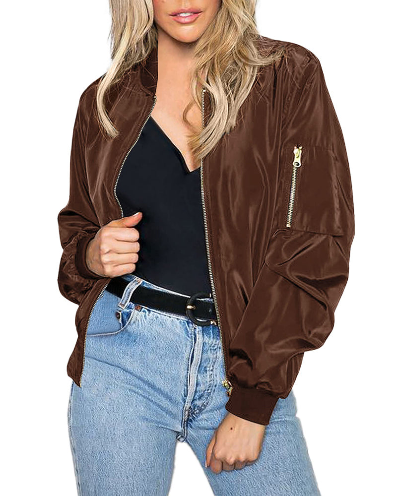 Klassische Bomberjacke mit Taschen für Frauen