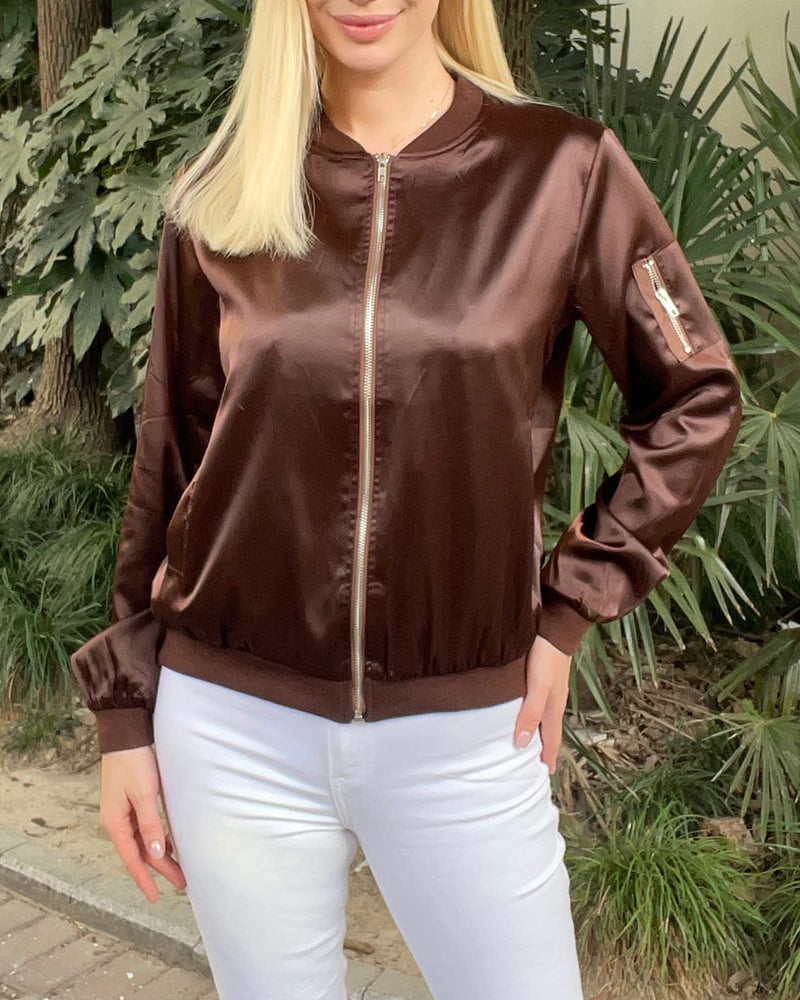 Klassische Bomberjacke mit Taschen für Frauen