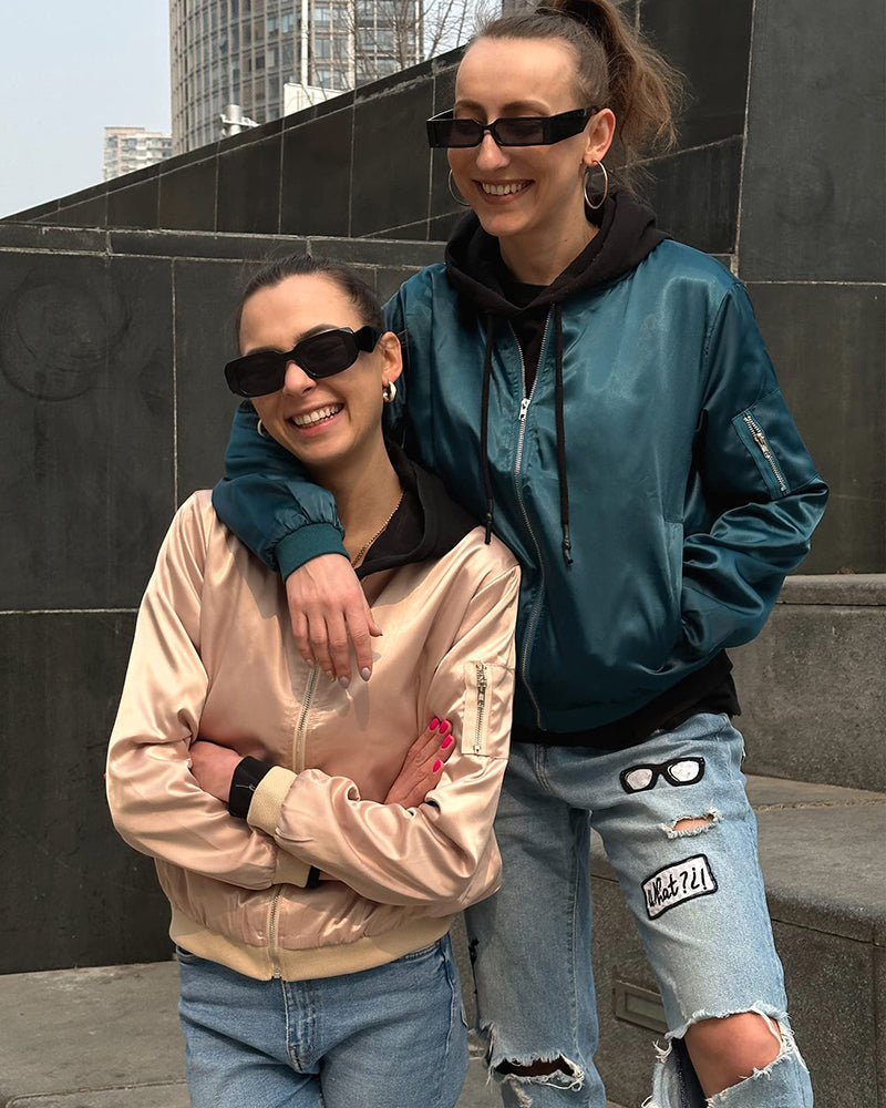 Klassische Bomberjacke mit Taschen für Frauen