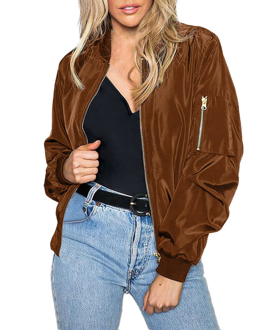 Klassische Bomberjacke mit Taschen für Frauen