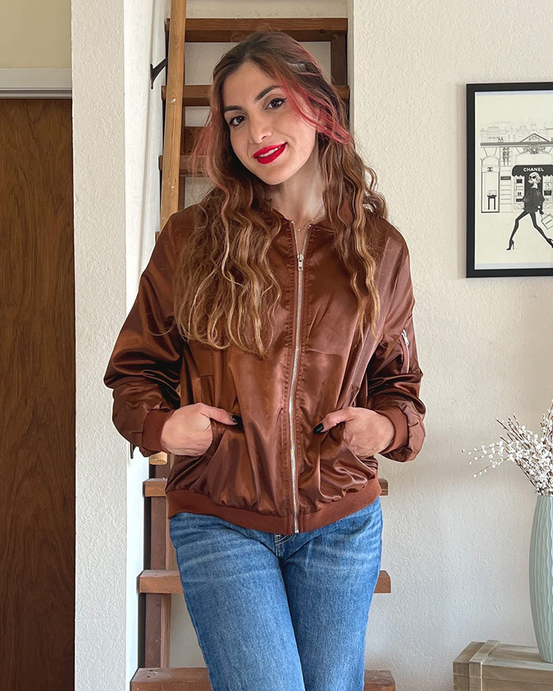Klassische Bomberjacke mit Taschen für Frauen
