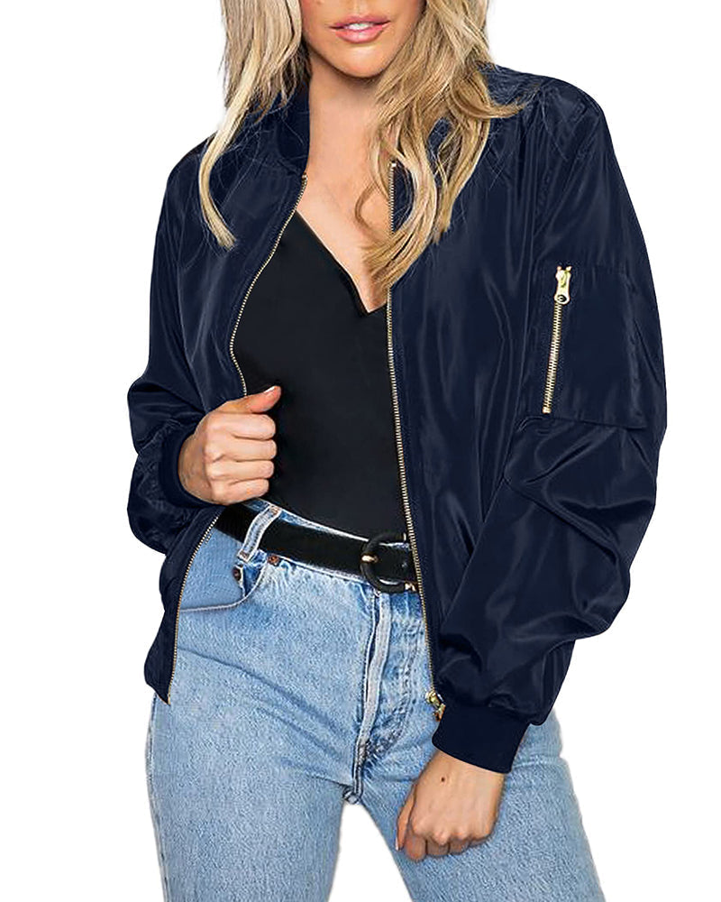 Klassische Bomberjacke mit Taschen für Frauen