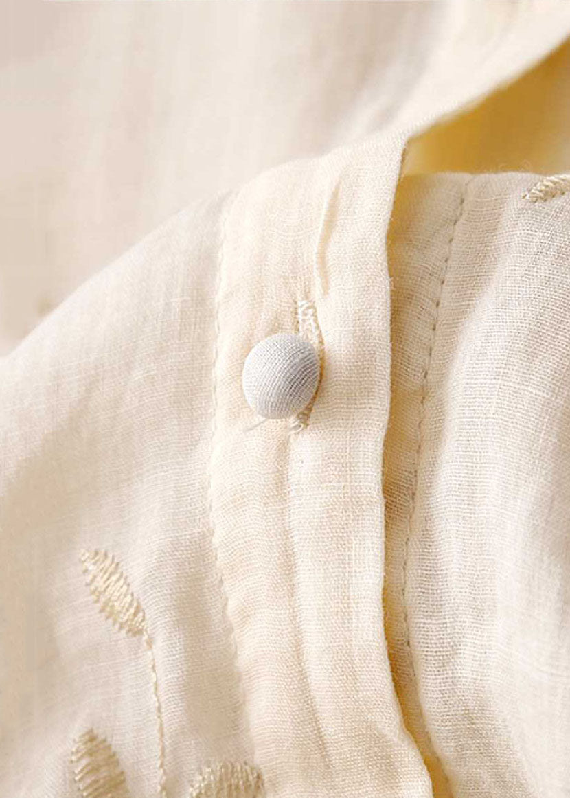 Bestickte Baumwoll Leinen Bluse