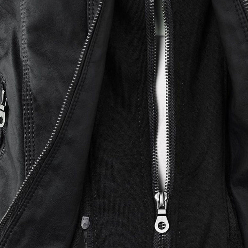 Wetterfester Damen Faux Lederjacke mit Kapuze