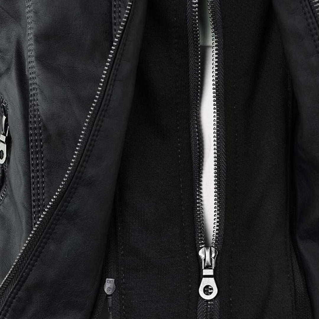 Wetterfester Damen Faux Lederjacke mit Kapuze