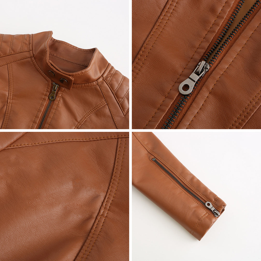 Lederjacke für Damen - Modische Jacke mit Reißverschluss