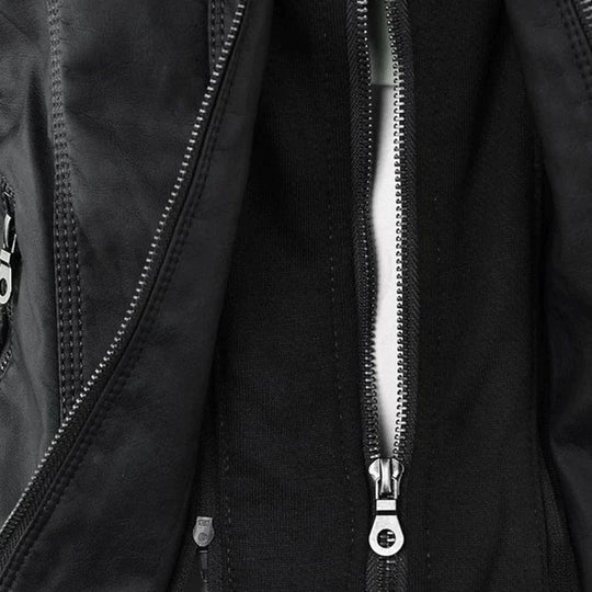 Elegantes Motorradjacke mit Kapuze Aus Hochwertigem Leder