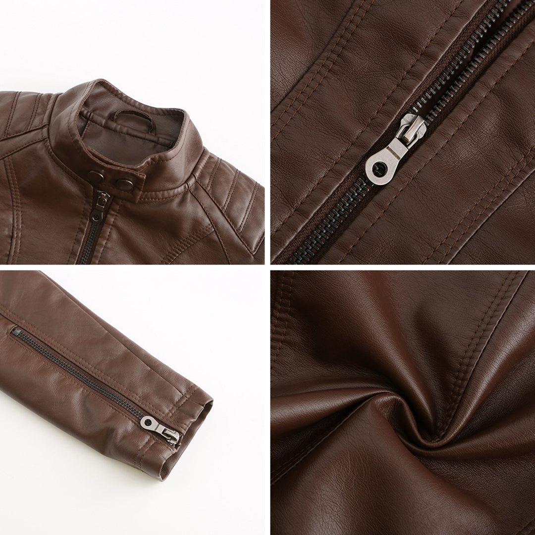 Lederjacke für Damen - Modische Jacke mit Reißverschluss