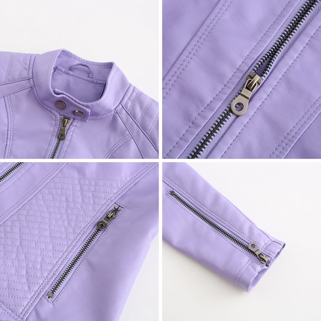 Lederjacke für Damen - Modische Jacke mit Reißverschluss