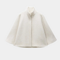 High Neck Cape Mantel Elegante a Linien Swing Jacke