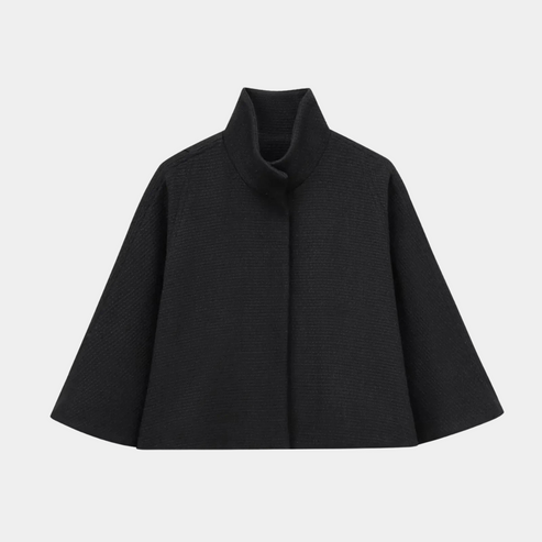 High Neck Cape Mantel Elegante a Linien Swing Jacke