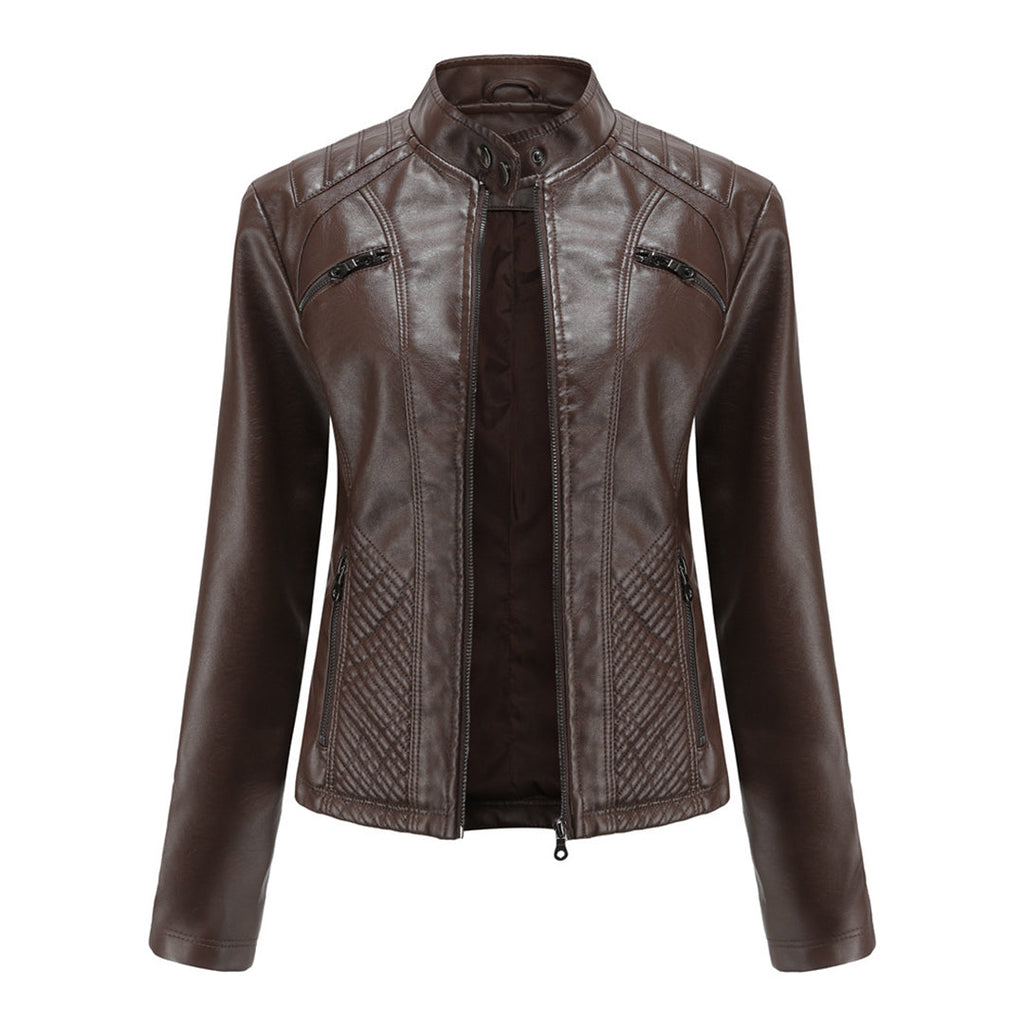 Lederjacke für Damen - Modische Jacke mit Reißverschluss