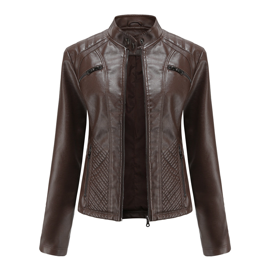 Lederjacke für Damen - Modische Jacke mit Reißverschluss