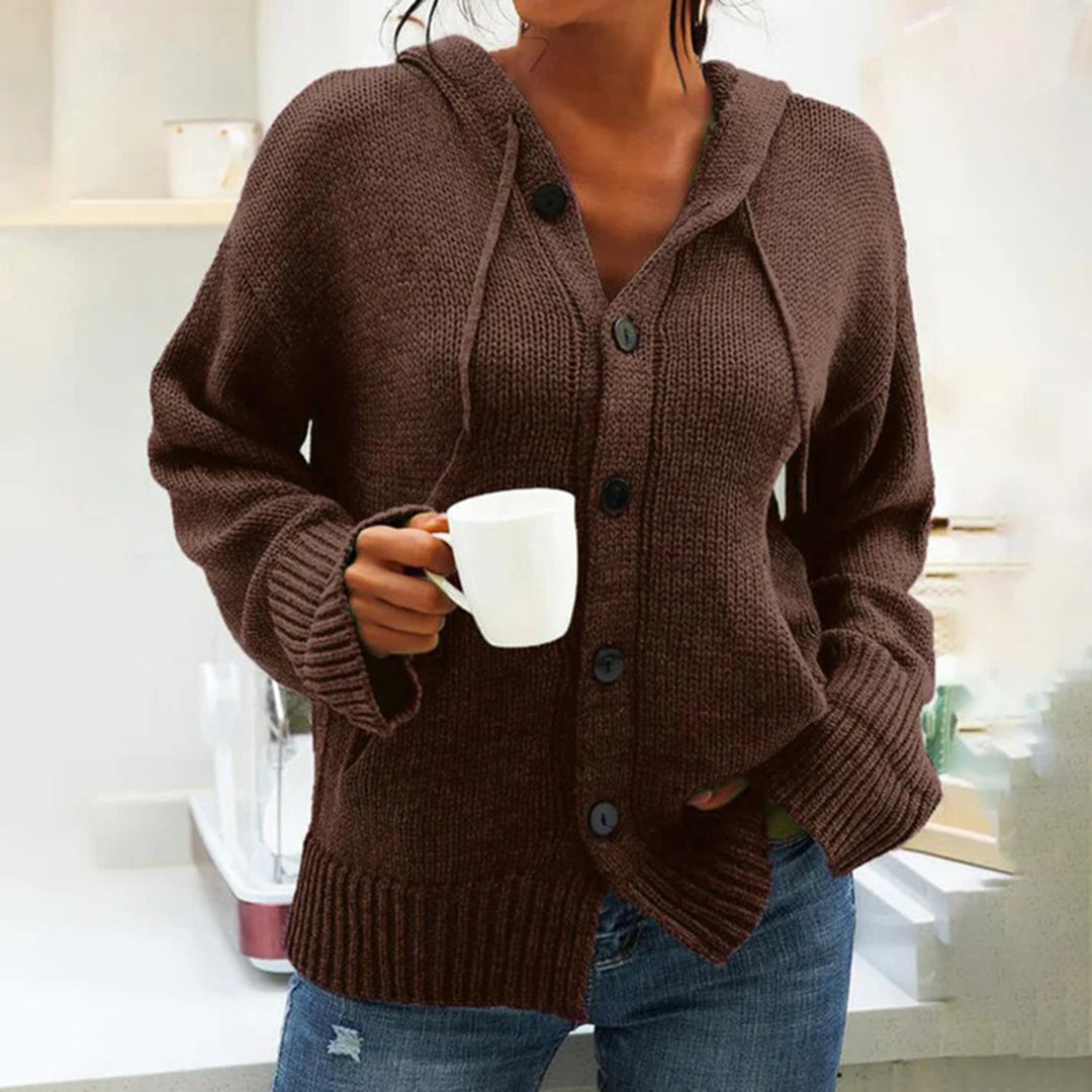 Strickjacke mit Kapuze und Kordelzug