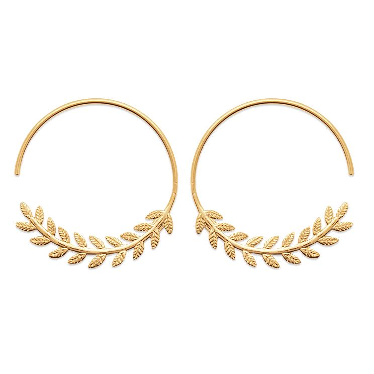 Creolen mit filigranem Blätterornament - 16Karat vergoldet | Shop Nory