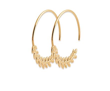 Creolen mit filigranem Blätterornament - 16Karat vergoldet | Shop Nory