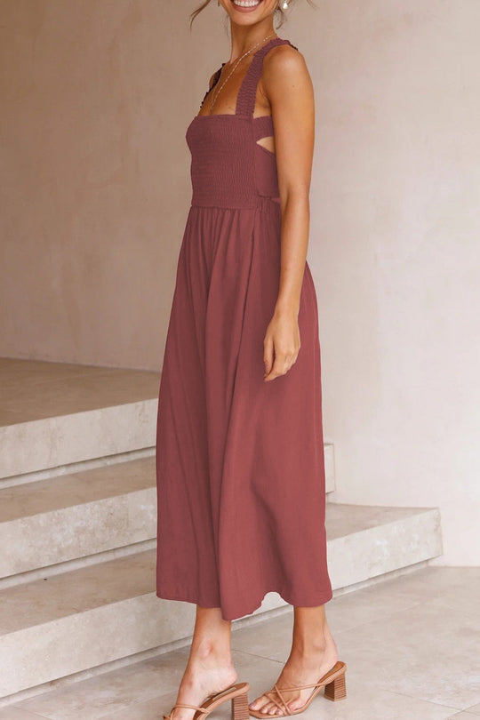 Crisscross Tie-Back Midi Kleid