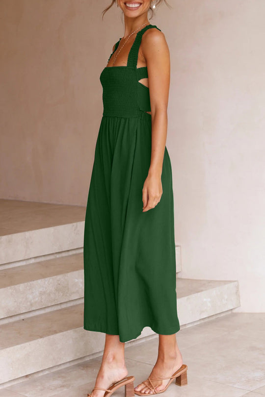 Crisscross Tie-Back Midi Kleid