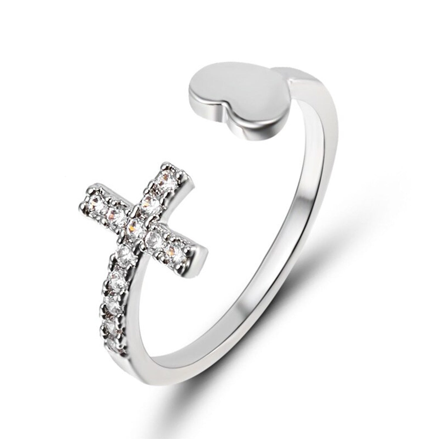Silberfarbener Zirkon Liebe-Glaube Ring | Shop Nory