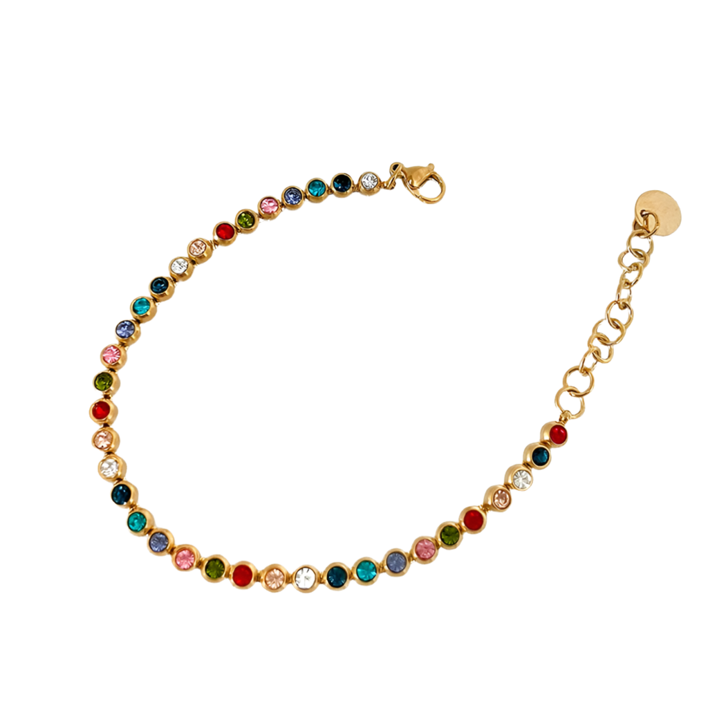 Armband "Bella" mehrfarbig mit Steinen in Edelstahl - 14k vergoldet | Shop Nory