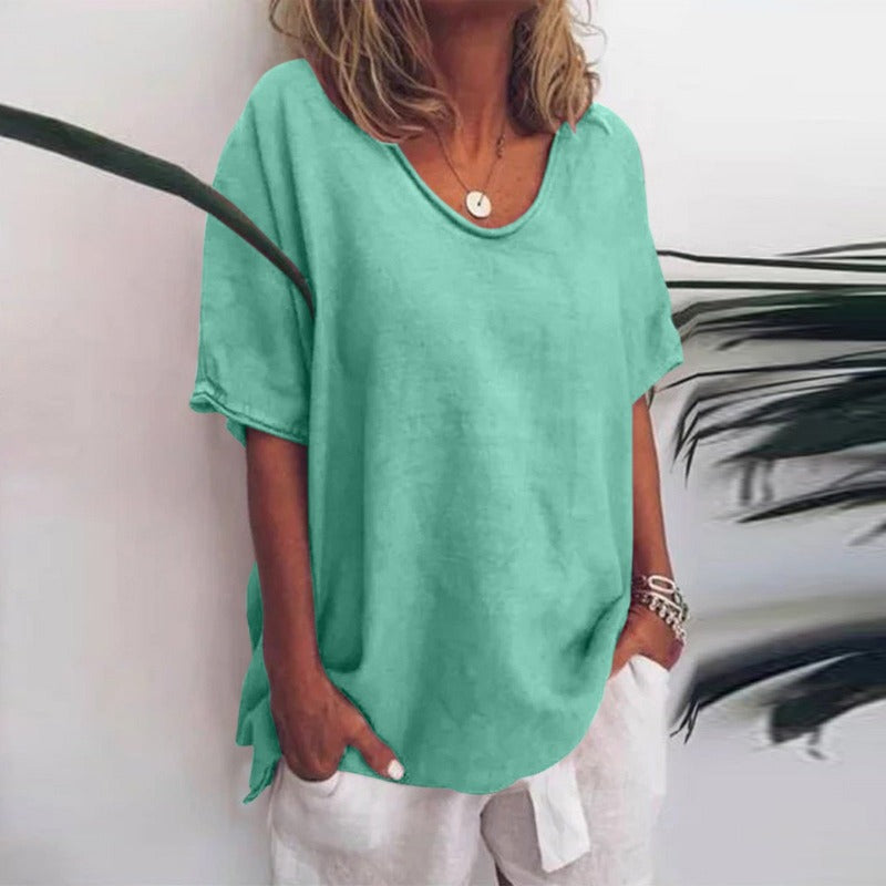 ShopNory | Damen Rundhals-Shirt Unifarben