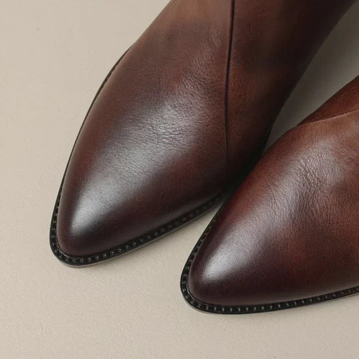 Damenstiefelette Aus Leder mit Blockabsatz