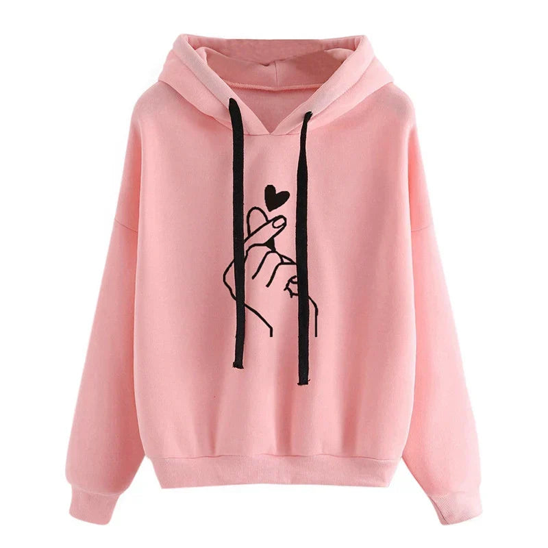 Hoodie Aus Fleece mit Fingerherz-Motiv