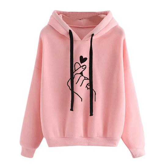 Hoodie Aus Fleece mit Fingerherz-Motiv