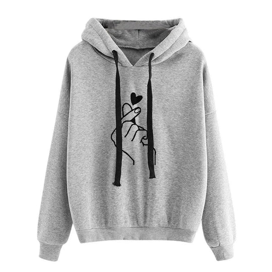 Hoodie Aus Fleece mit Fingerherz-Motiv