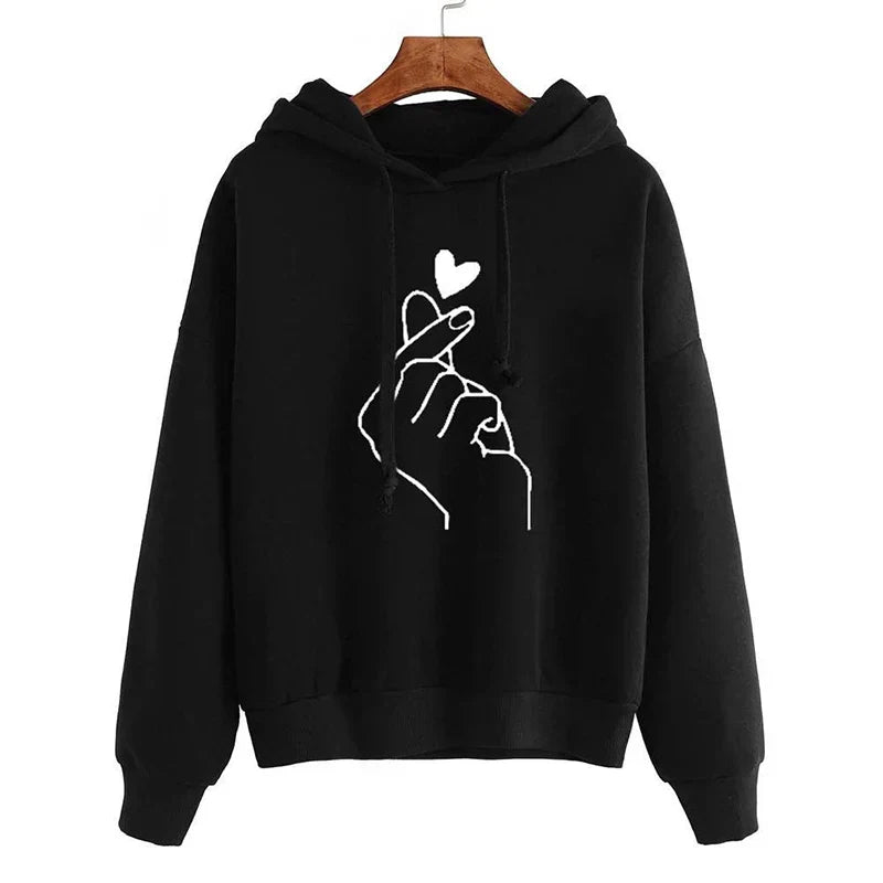 Hoodie Aus Fleece mit Fingerherz-Motiv