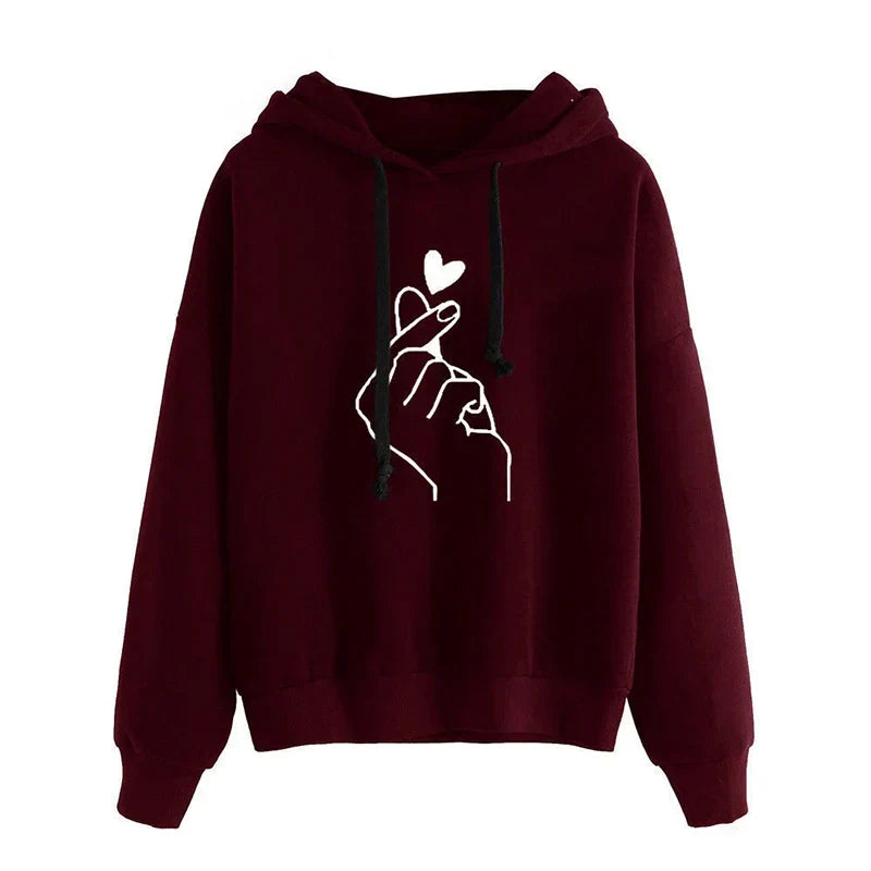 Hoodie Aus Fleece mit Fingerherz-Motiv
