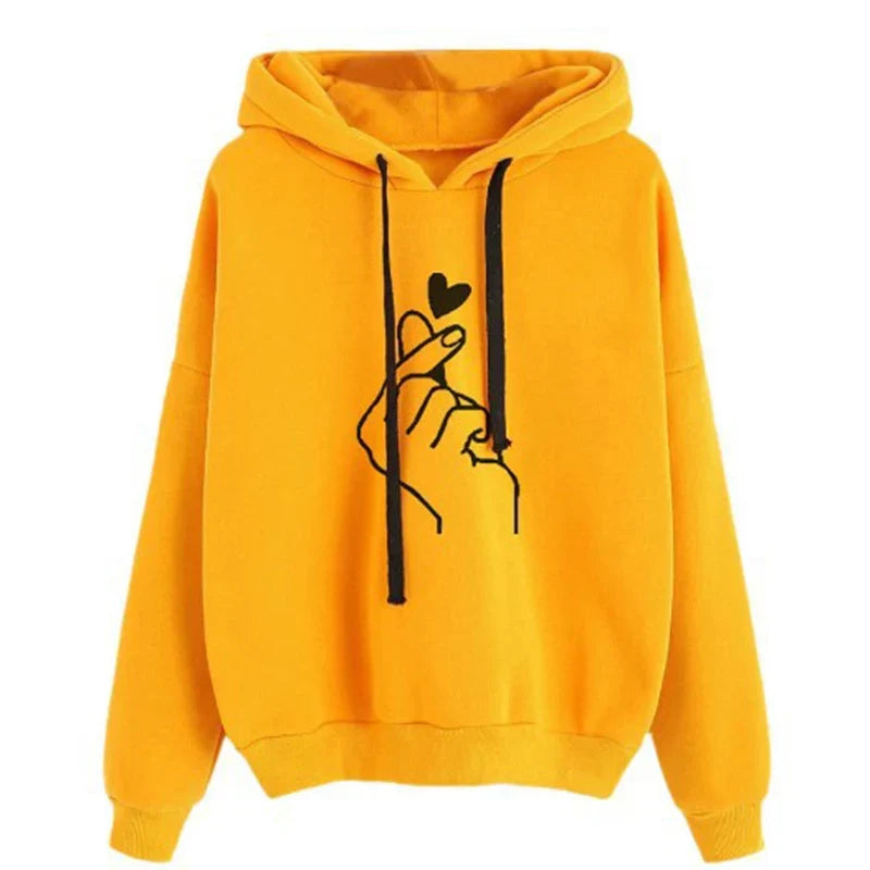 Hoodie Aus Fleece mit Fingerherz-Motiv