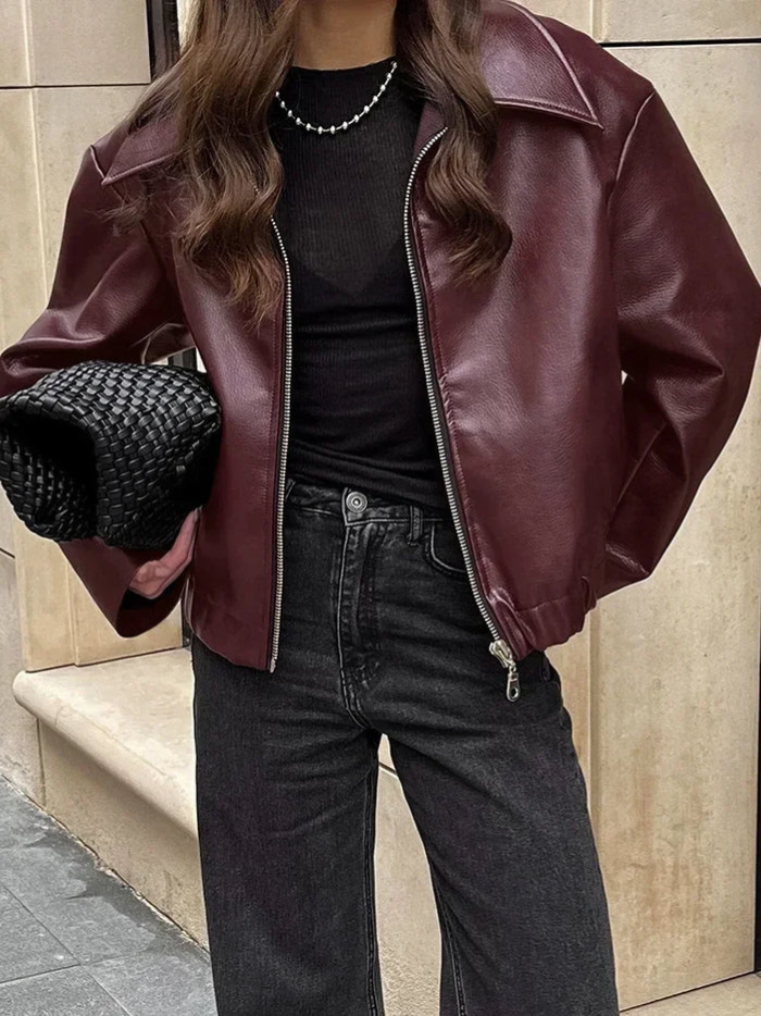 Hochwertige vegane Lederjacke für Frauen Maelle