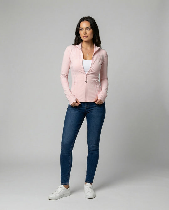 Damen Sonnenschutzjacke aus Eisseide für Yoga Fitness und Sport Slim-Fit