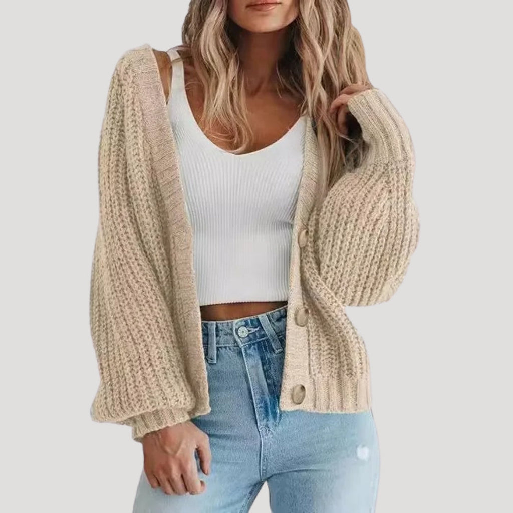 Damen Strickjacke mit Übergroßen Ärmeln
