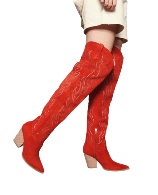 Damen Kniehohe Westernstiefel