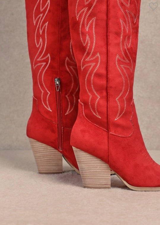 Damen Kniehohe Westernstiefel