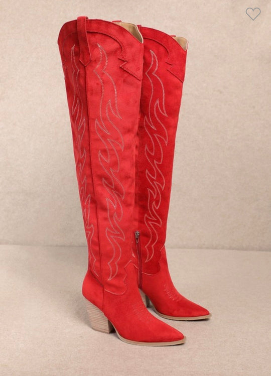 Damen Kniehohe Westernstiefel