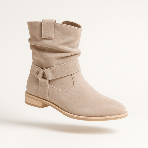 Damen Wildleder Stiefeletten mit niedrigem Absatz und Reißverschluss für Freizeit- und formelle Anlässe