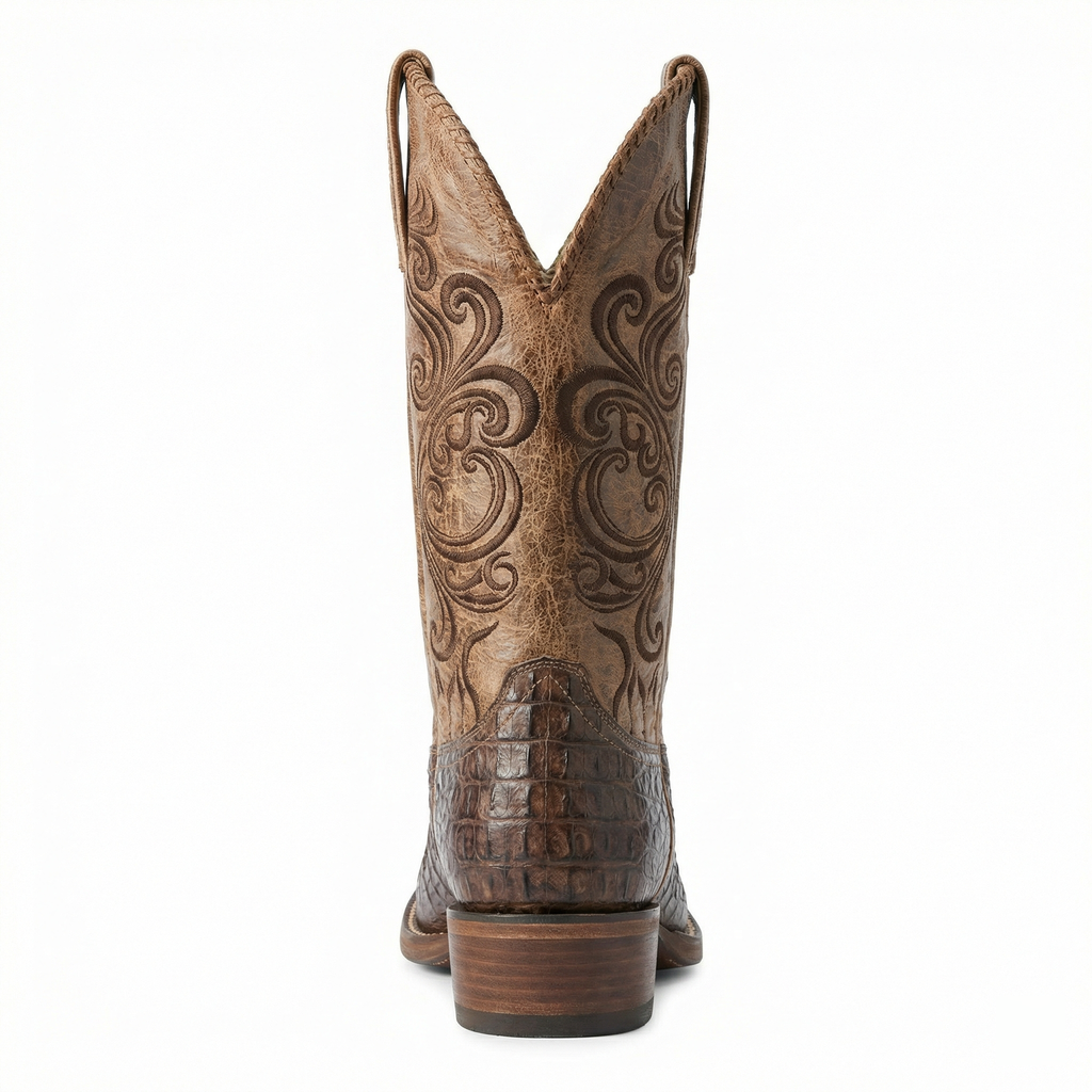 Westernstiefel - Geprägtes Leder mit Blockabsatz