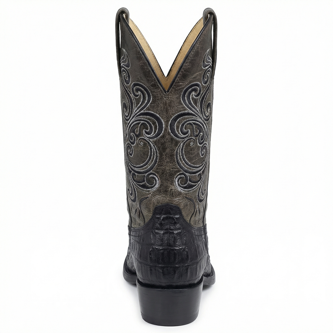 Westernstiefel - Geprägtes Leder mit Blockabsatz