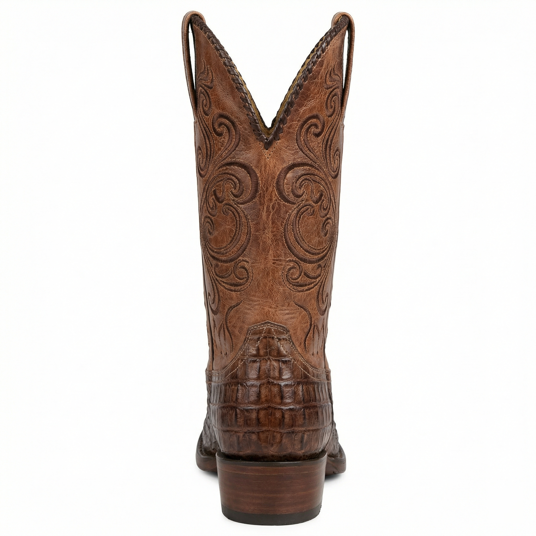 Westernstiefel - Geprägtes Leder mit Blockabsatz