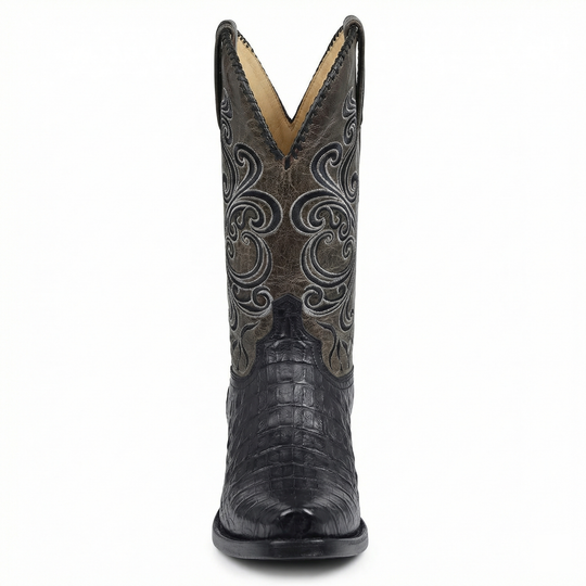 Westernstiefel - Geprägtes Leder mit Blockabsatz
