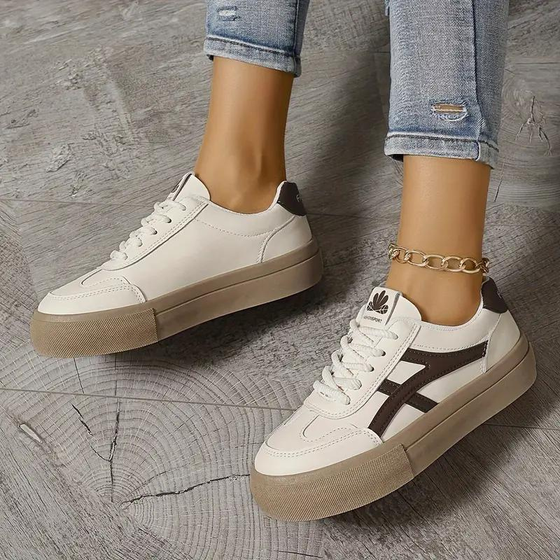 Damen Sneakers, Dicke Sohle, Schnürschuhe, Low Top Sneakers, Skate Schuhe