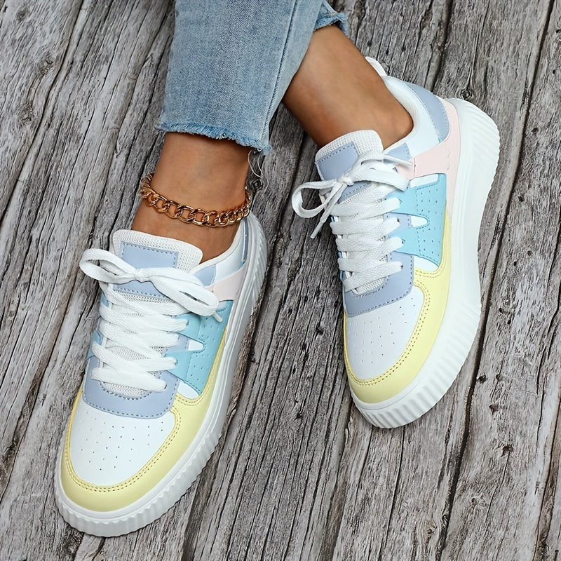 Damen Sneaker | Farbblock | Schnürschuhe | Skate Schuhe | Freizeit Sneaker