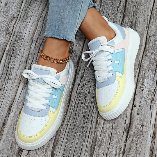 Damen Sneaker | Farbblock | Schnürschuhe | Skate Schuhe | Freizeit Sneaker