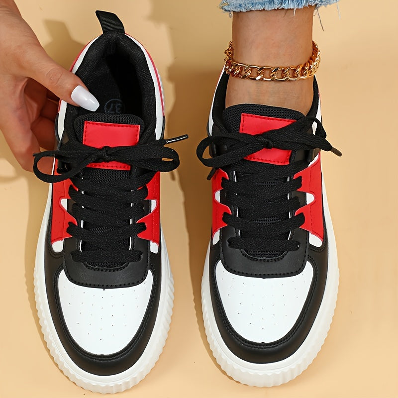 Damen Sneaker | Farbblock | Schnürschuhe | Skate Schuhe | Freizeit Sneaker