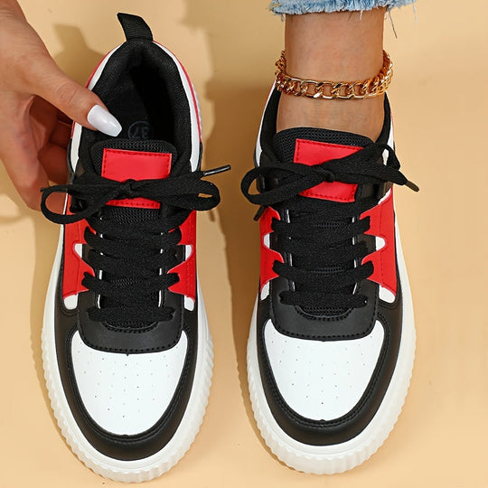 Damen Sneaker | Farbblock | Schnürschuhe | Skate Schuhe | Freizeit Sneaker