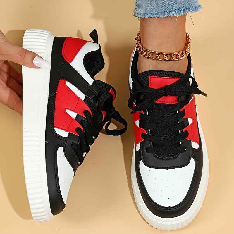 Damen Sneaker | Farbblock | Schnürschuhe | Skate Schuhe | Freizeit Sneaker